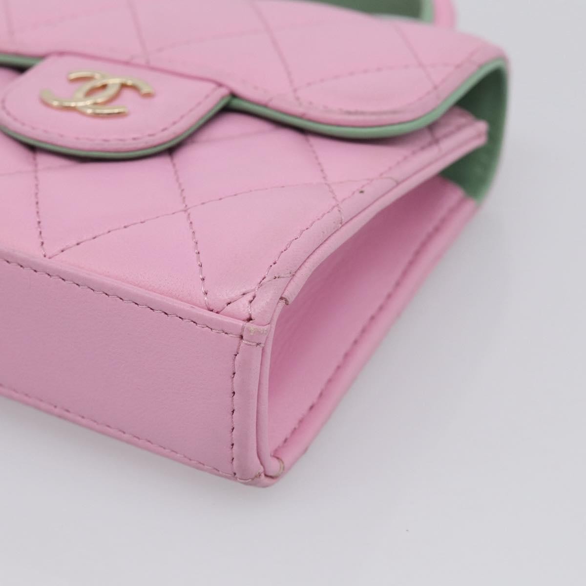 Chanel Square Classic Flap Top Handle Clutch With Chain Quilted Lambskin Pink Leather Clutche & Pouche Bag (Pre-Owned)