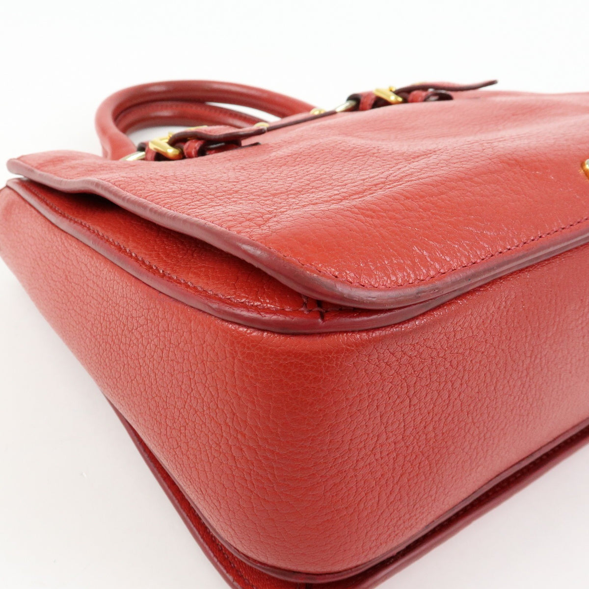 Miu Miu Madras Convertible Lock Leather Red Leather Tote Bag Bag (Pre-Owned)