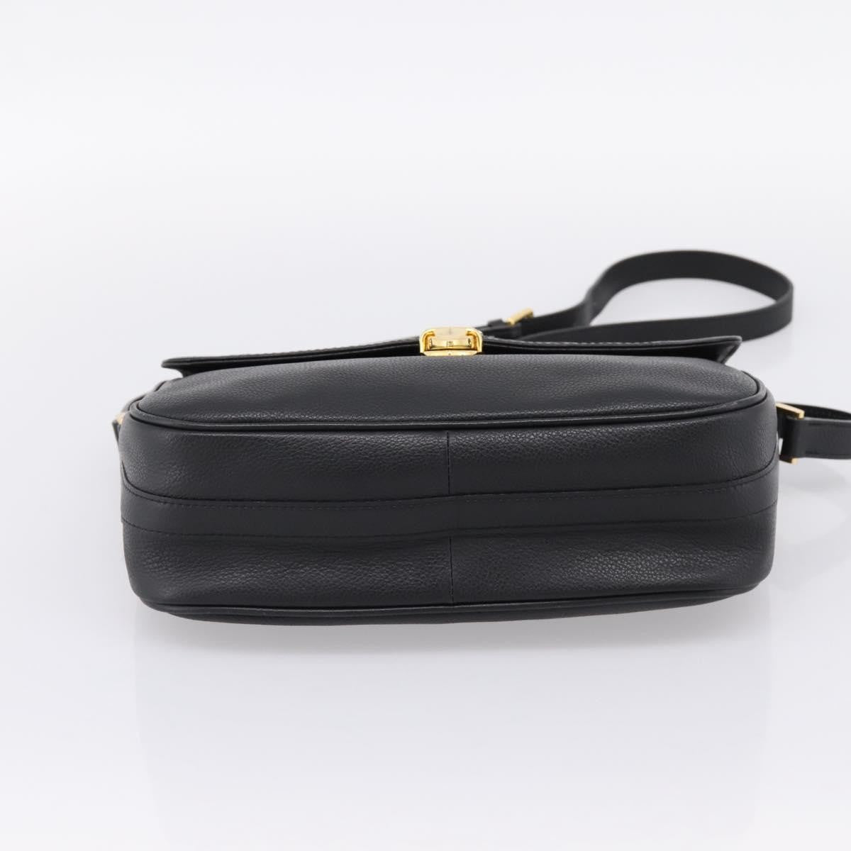 Saint Laurent Vintage Shoulder Bag Leather Black Leather Shoulder Bag Bag (Pre-Owned)