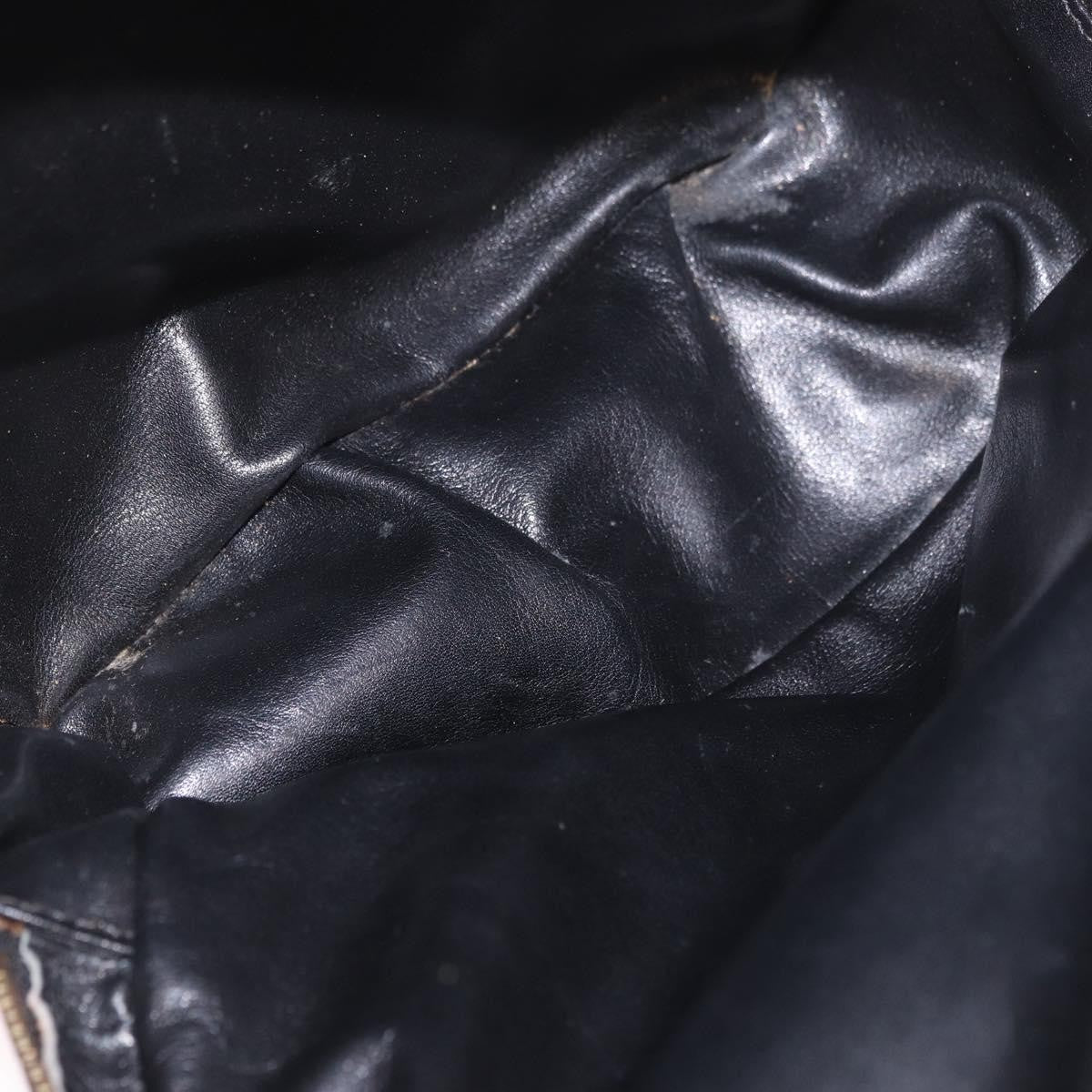 Celine Vintage Circle Logo Leather Black Leather Shoulder Bag Bag (Pre-Owned)