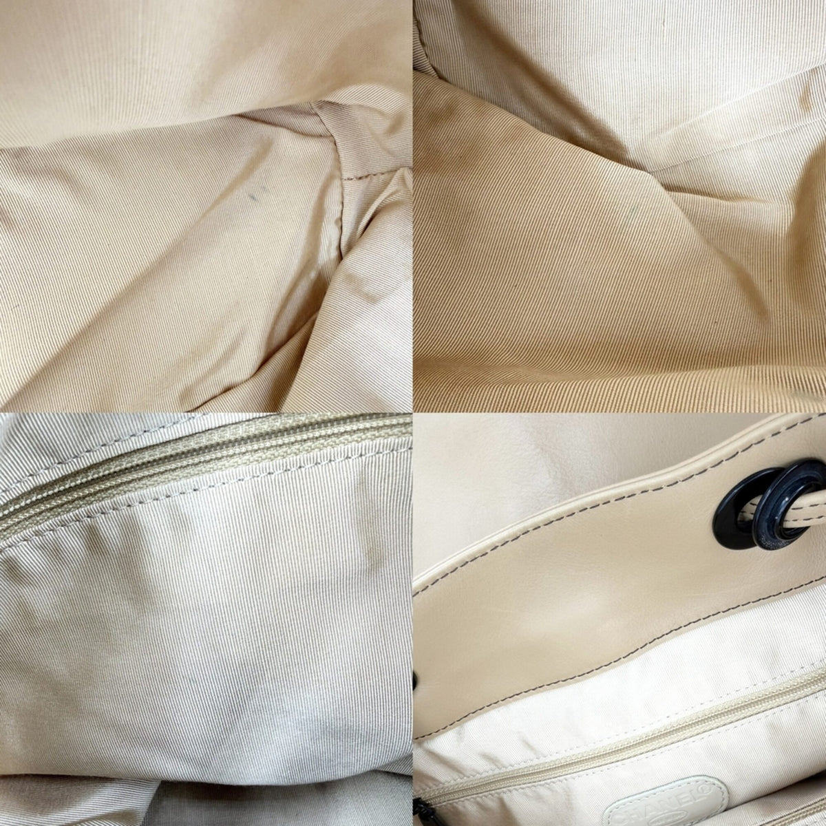 Chanel Vintage Cc Turnlock Leather Beige Leather Backpack Bag (Pre-Owned)