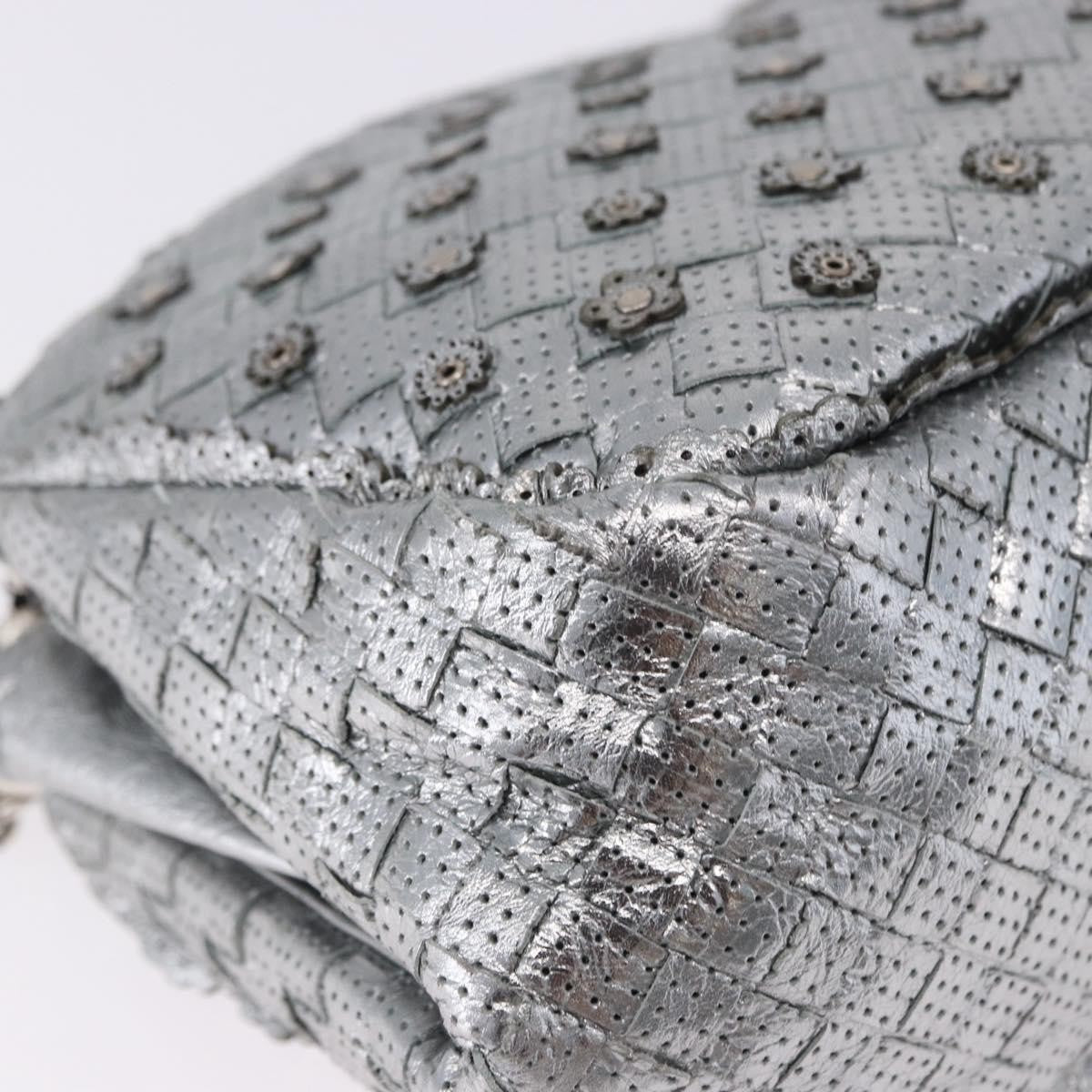 Bottega Veneta Intrecciato Shoulder Leather Silver Leather Shoulder Bag Bag (Pre-Owned)