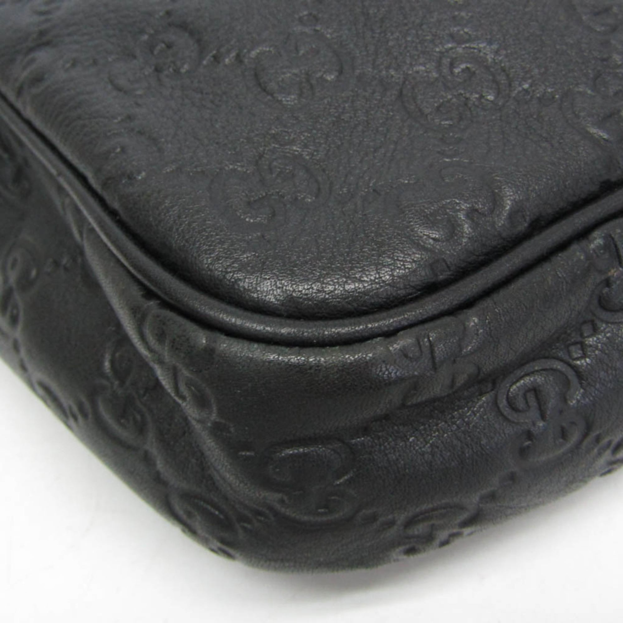 Gucci Convertible Briefcase Guccissima Leather Black Leather Briefcase Bag (Pre-Owned)