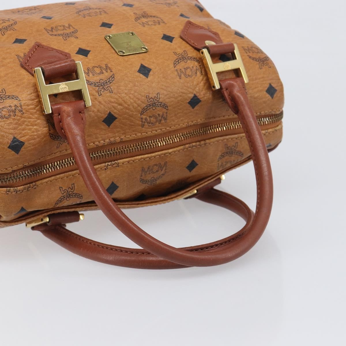 MCM Visetos Logogramme Leather Brown Leather Handbag (Pre-Owned)