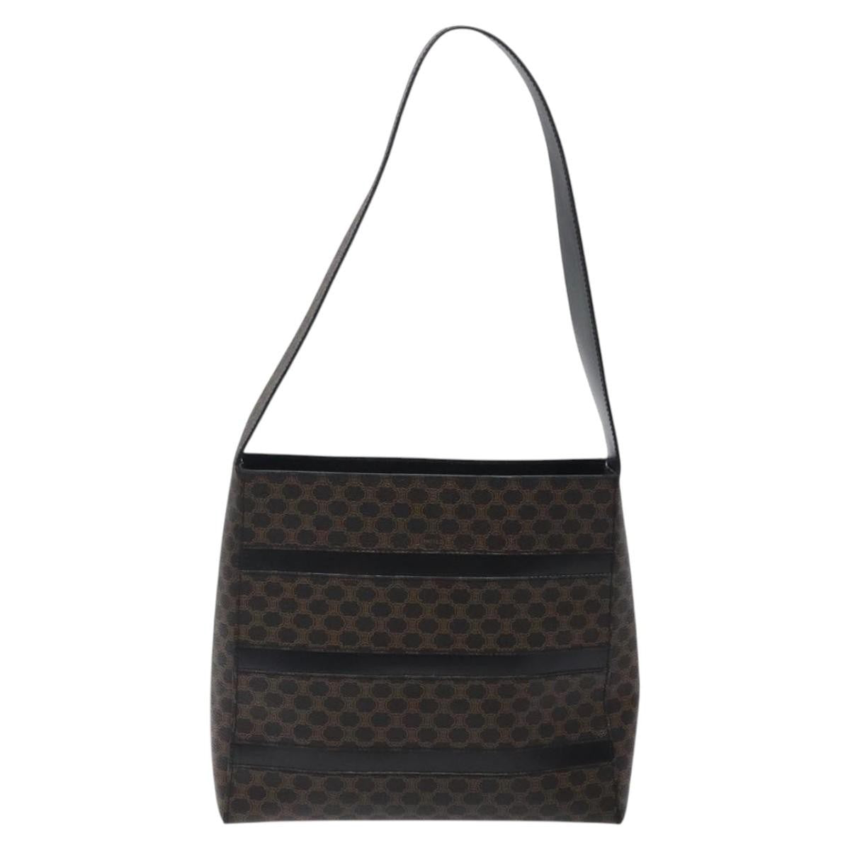 Celine Vintage Macadam Canvas And Leather Black Canvas Shoulder Bag Bag (Pre-Owned)