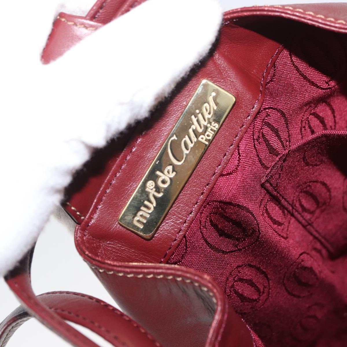 Cartier Must De Cartier Leather Burgundy Leather Shoulder Bag Bag (Pre-Owned)