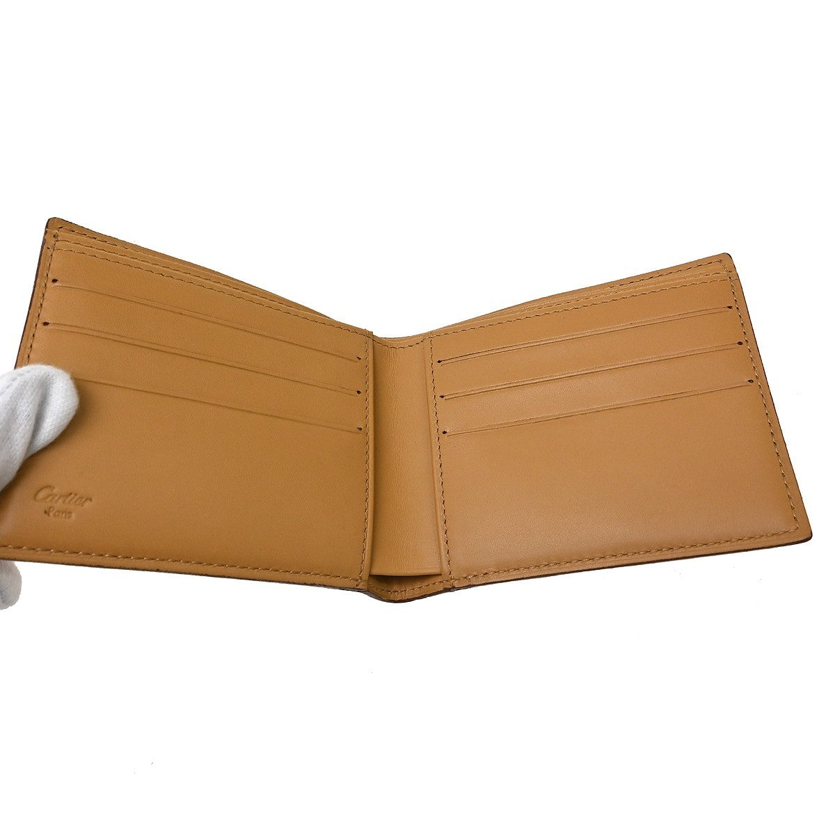 Cartier Bifold Leather Beige Leather Wallets Accessory (Pre-Owned)