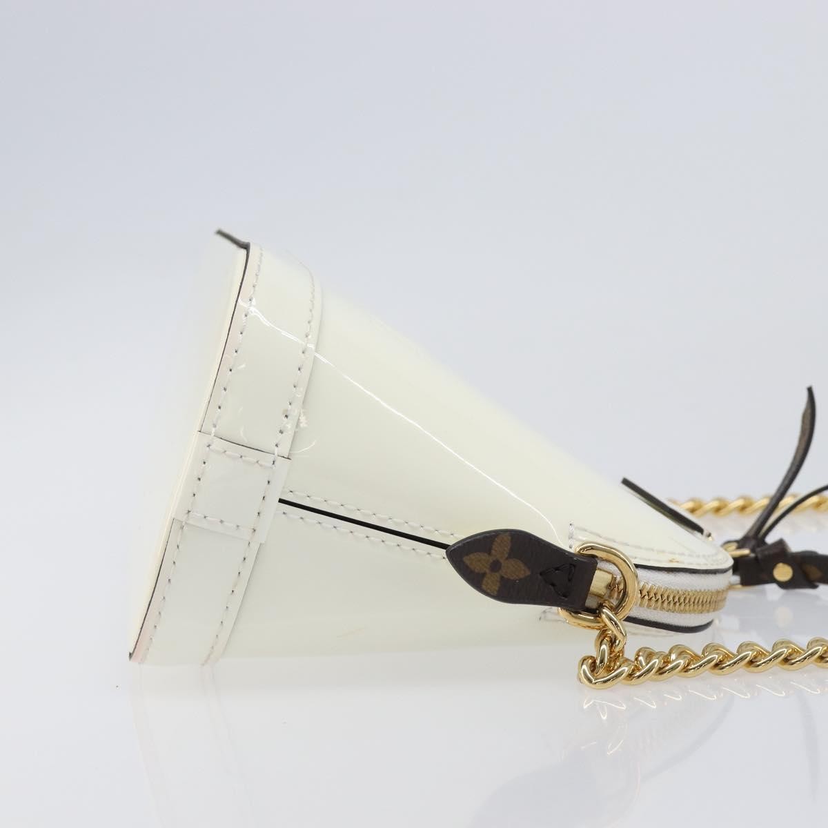 Louis Vuitton Alma Chain Vernis With Monogram Canvas White Patent_Leather Handbag (Pre-Owned)