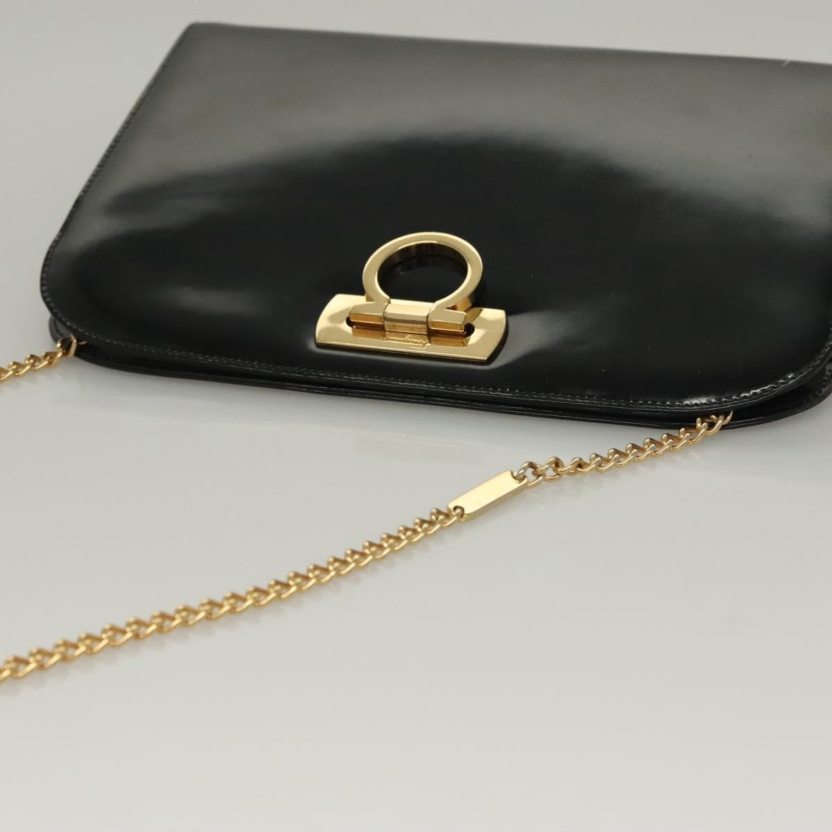 Salvatore Ferragamo Gancini Patent Leather Black Patent_Leather Shoulder Bag Bag (Pre-Owned)