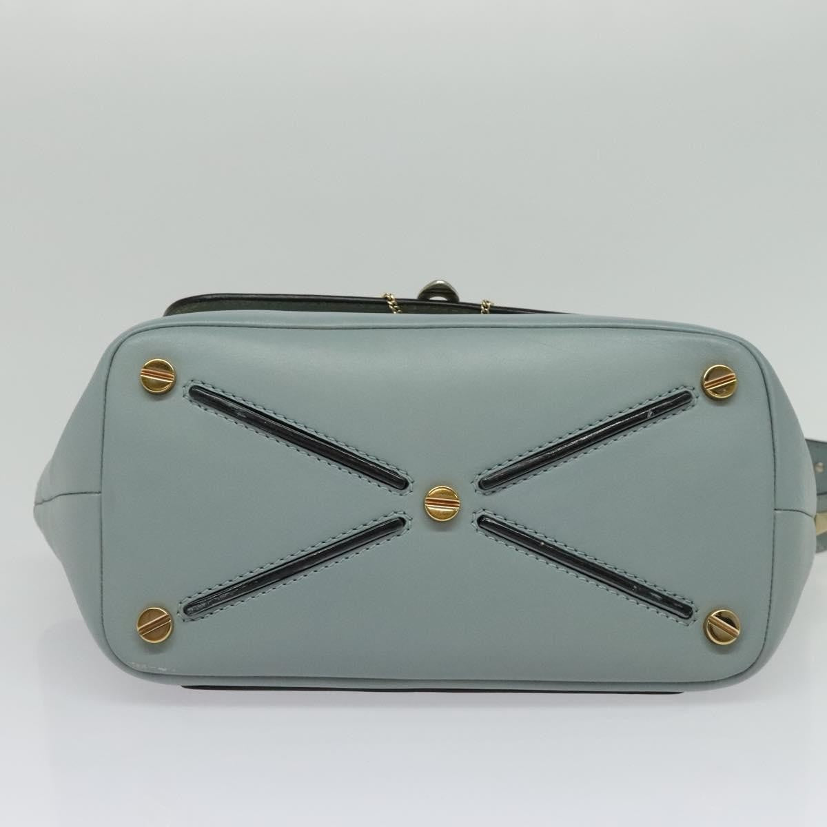 Valentino Garavani Demilune Flap Satchel Leather Blue Leather Bag (Pre-Owned)