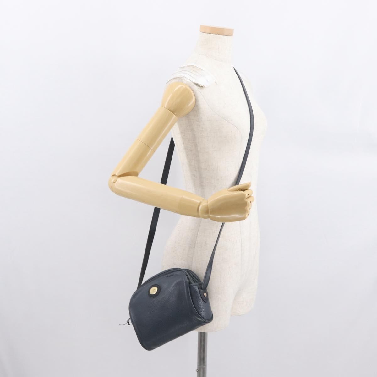 Christian Dior Vintage Cd Logo Leather Navy Leather Shoulder Bag Bag (Pre-Owned)