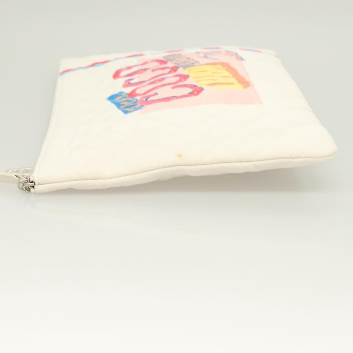 Chanel Coco Cuba Printed Quilted Canvas White Canvas Bag (Pre-Owned)
