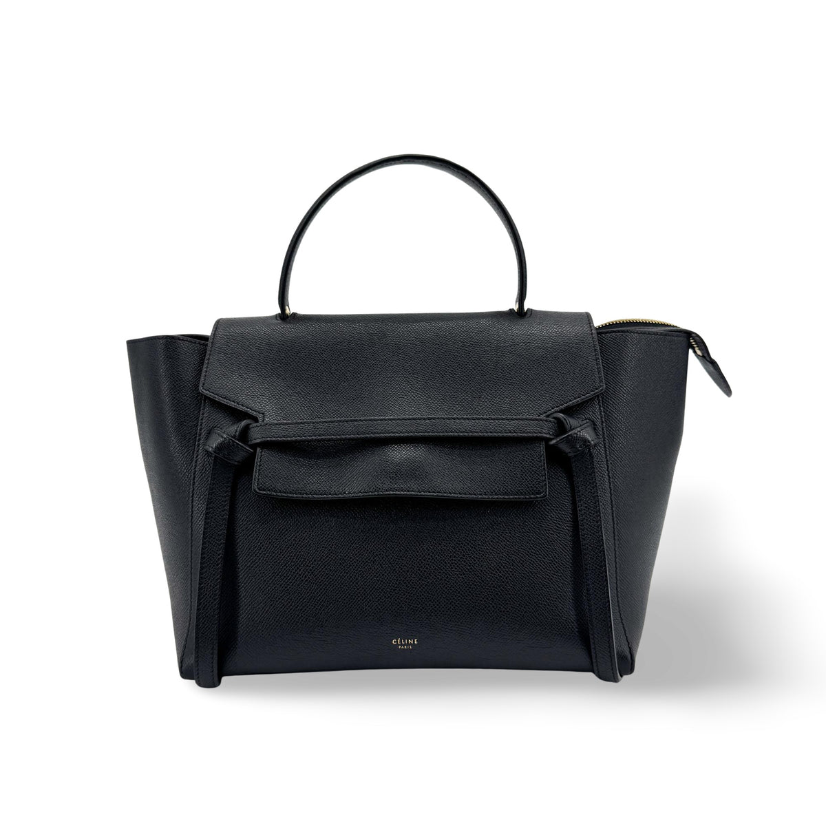 Celine Belt Calfskin Black Leather Handbag (Pre-Owned)