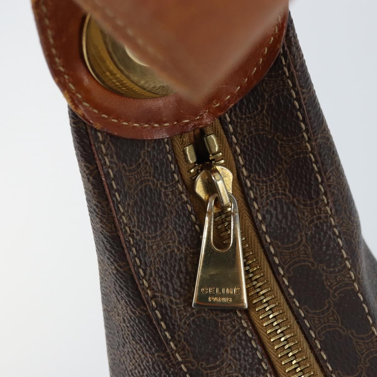 Celine Vintage Macadam Canvas And Leather Brown Canvas Shoulder Bag Bag (Pre-Owned)