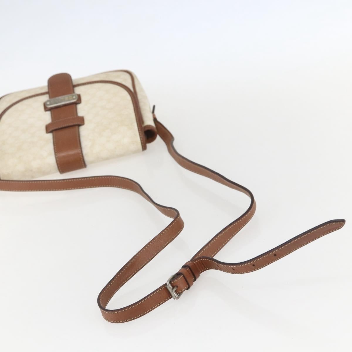 Celine Vintage Macadam Canvas And Leather White Canvas Shoulder Bag Bag (Pre-Owned)