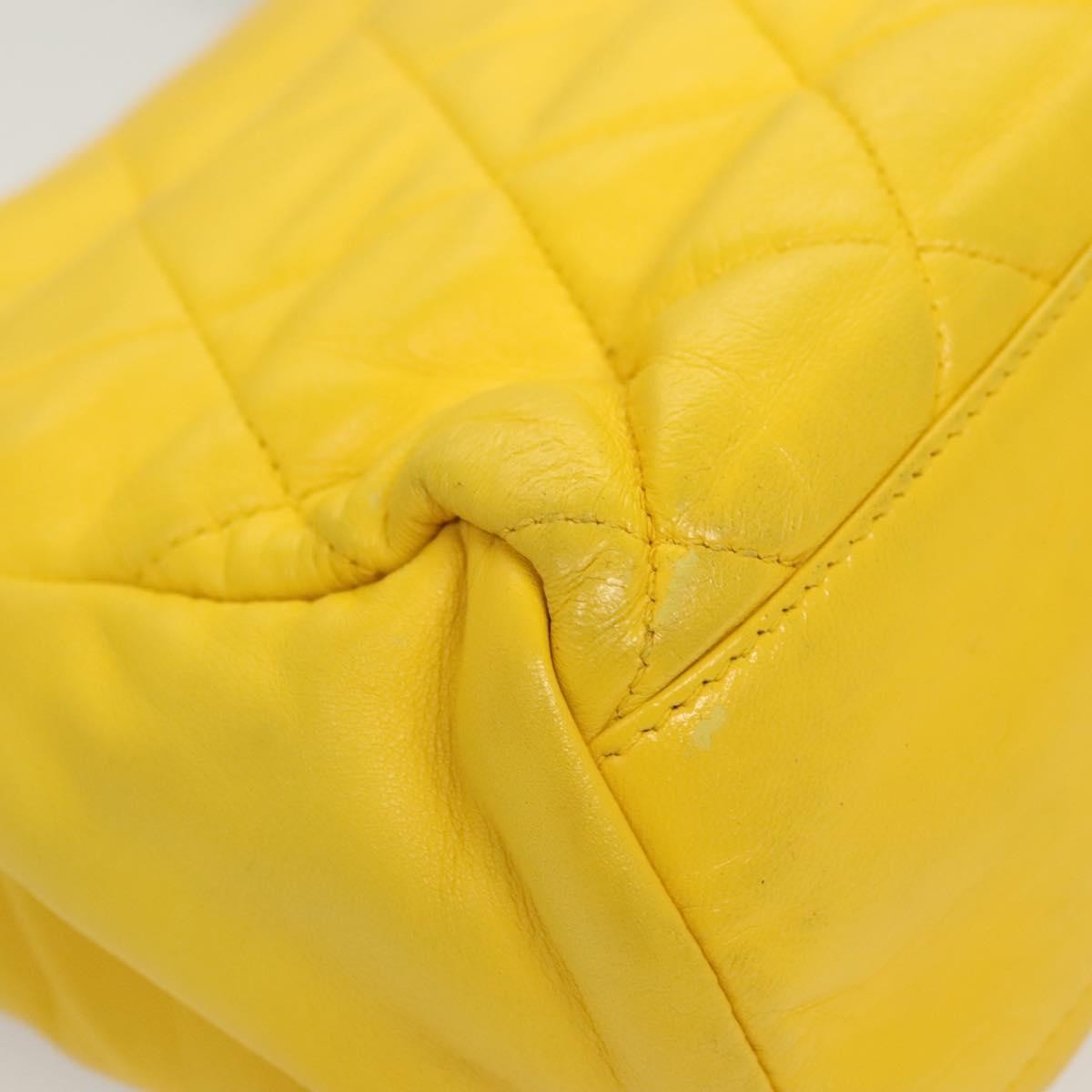 Chanel Two Tone Mademoiselle Lock Flap Quilted Lambskin Yellow Leather Shoulder Bag Bag (Pre-Owned)