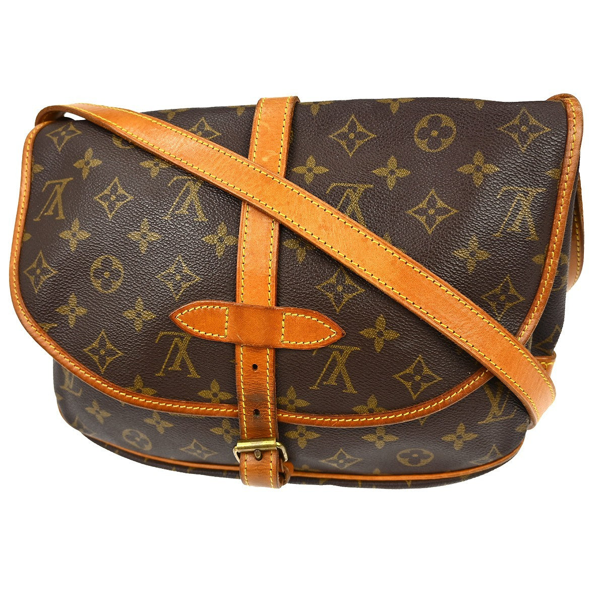 Louis Vuitton Saumur Monogram Brown Canvas Shoulder Bag Bag (Pre-Owned)