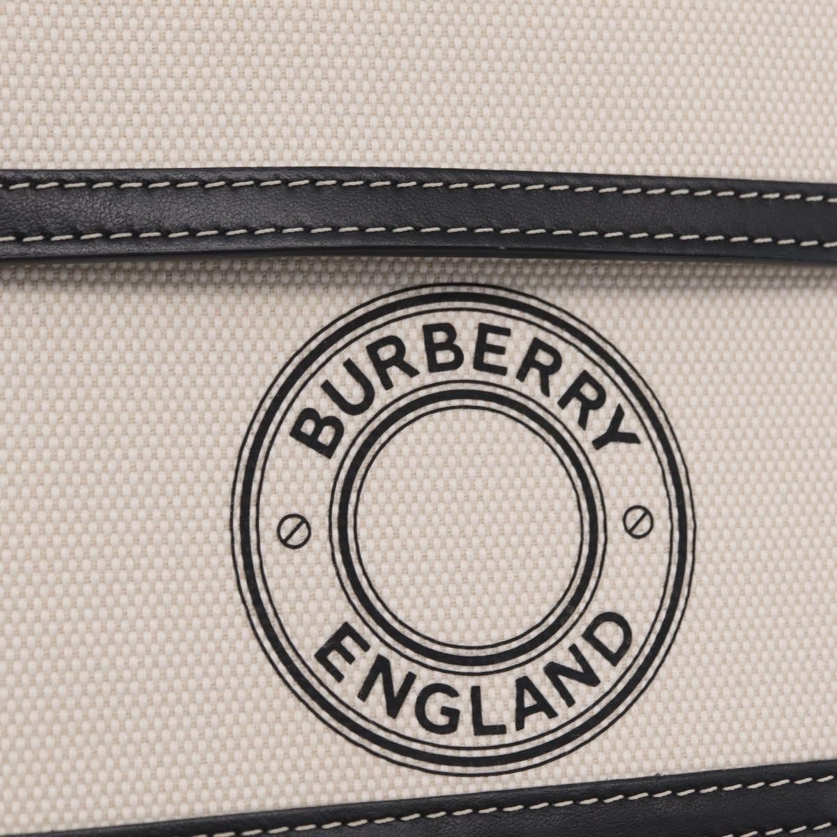 Burberry Logo Pocket Canvas With Leather White Canvas Tote Bag Bag (Pre-Owned)