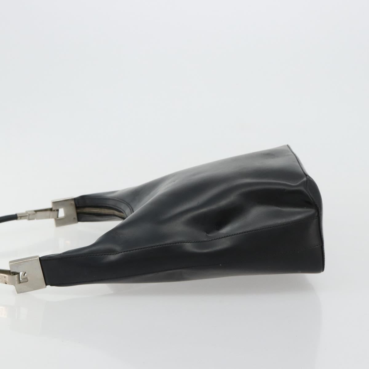 Gucci Zip Hobo Leather Black Leather Handbag (Pre-Owned)