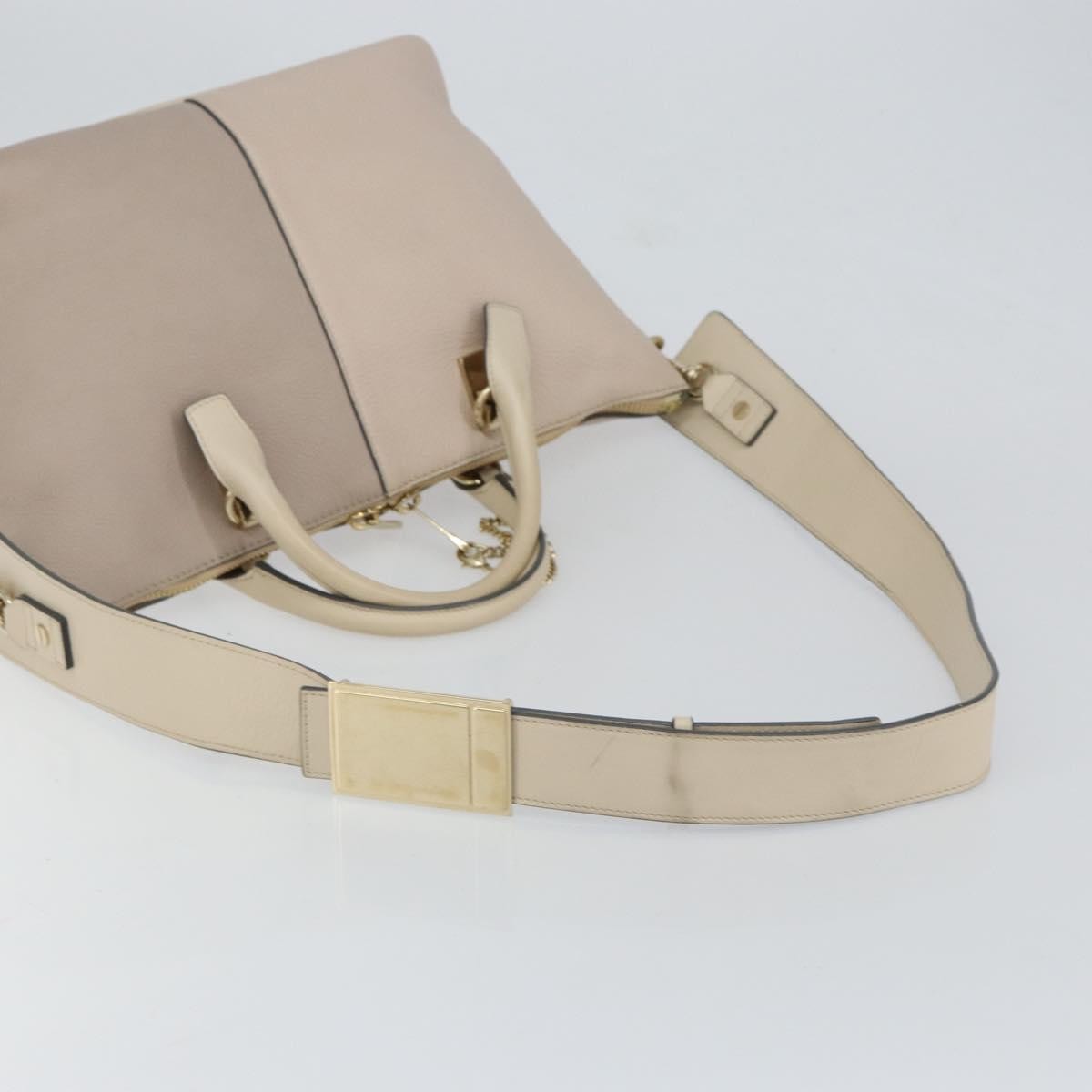 Chloe Bicolor Baylee Satchel Leather Gray Leather Handbag (Pre-Owned)