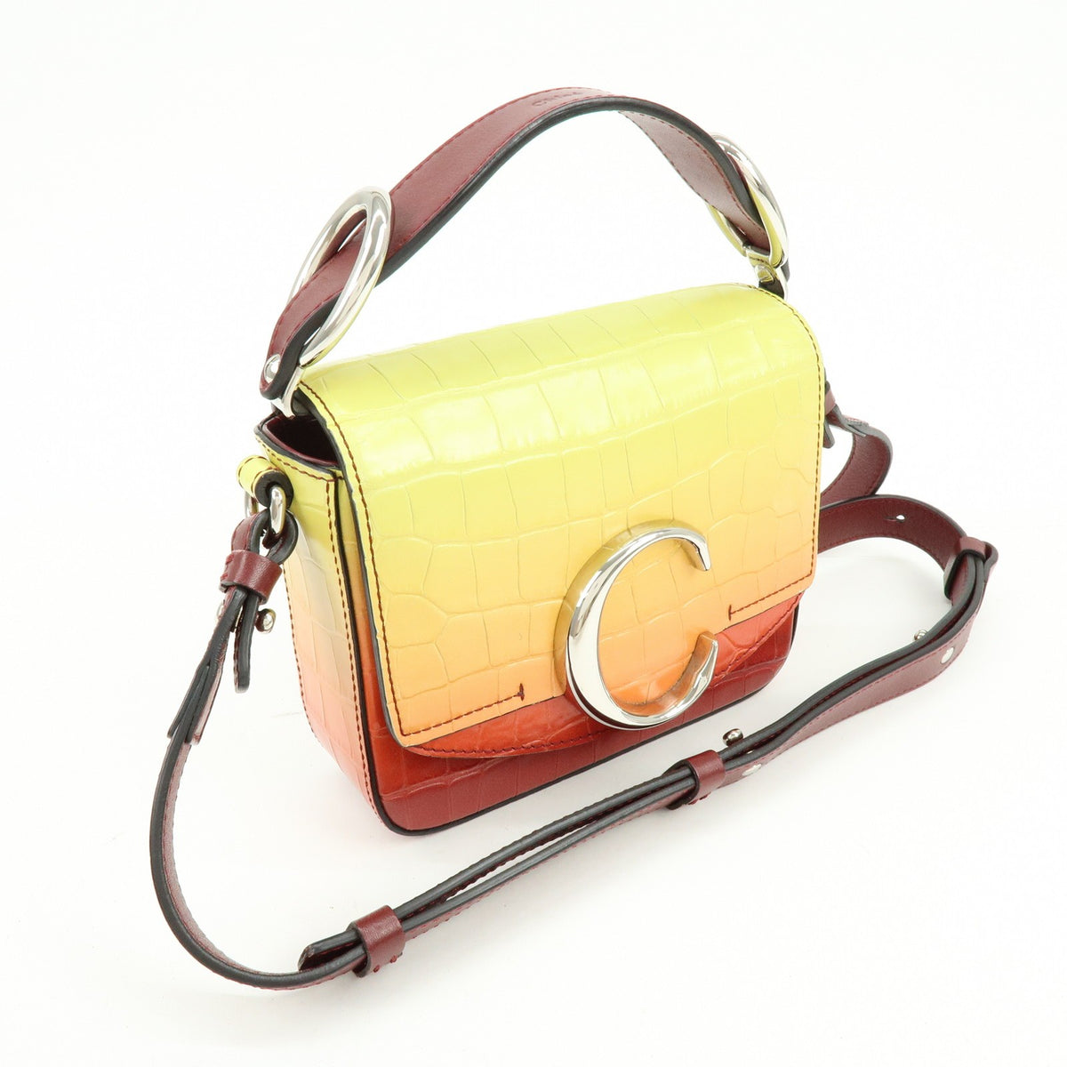 Chloe C Flap Crocodile Embossed Leather Multicolour Leather Handbag (Pre-Owned)