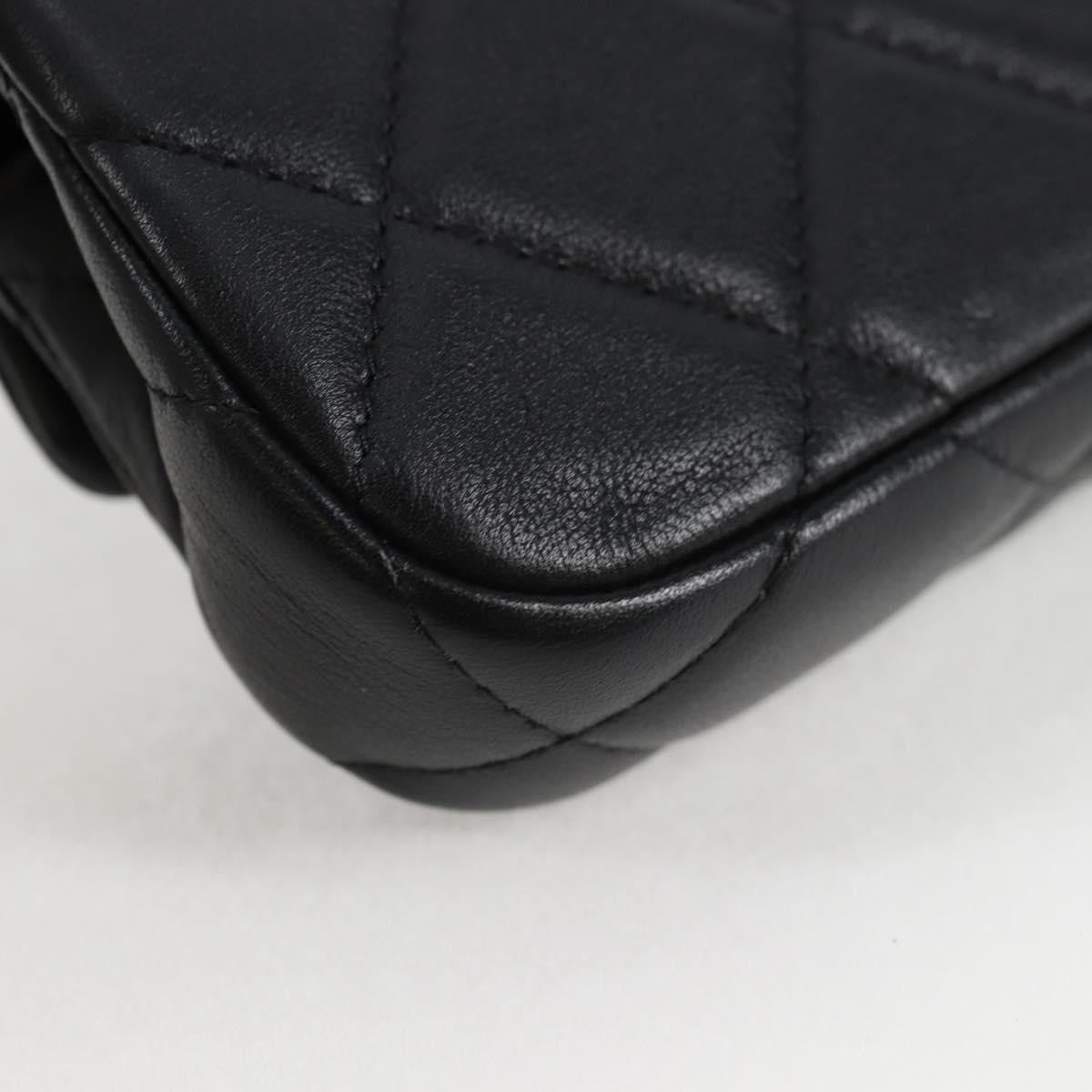 Chanel Lady Handle Flap Card Holder On Chain Quilted Calfskin Black Leather Bag (Pre-Owned)