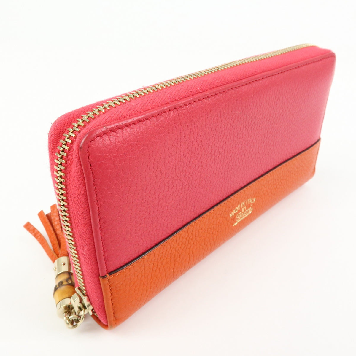 Gucci Bamboo Tassel Zip Leather Pink Leather Wallets Accessory (Pre-Owned)