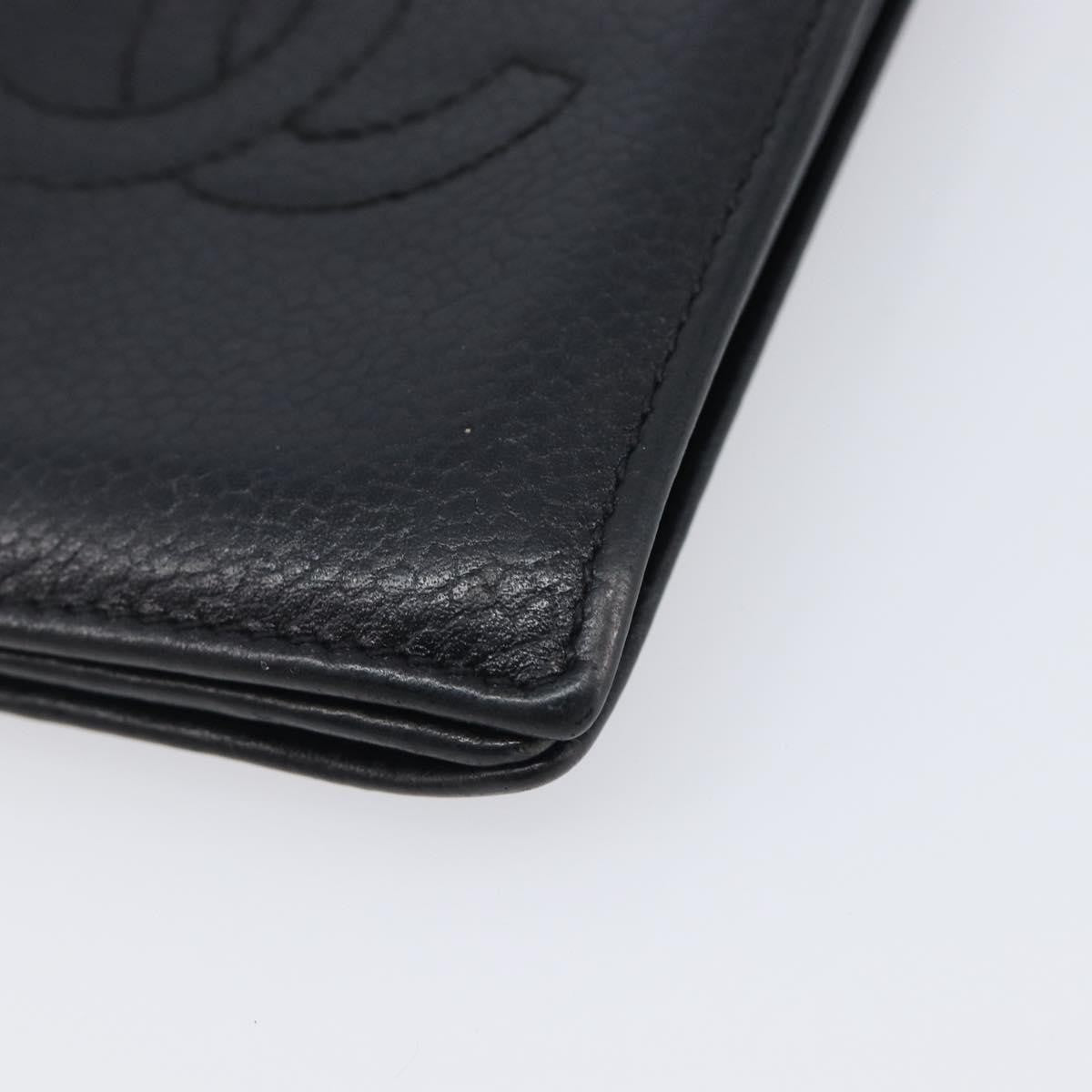 Chanel Timeless Bifold Card Case Caviar Black Leather Card Holders Accessory (Pre-Owned)