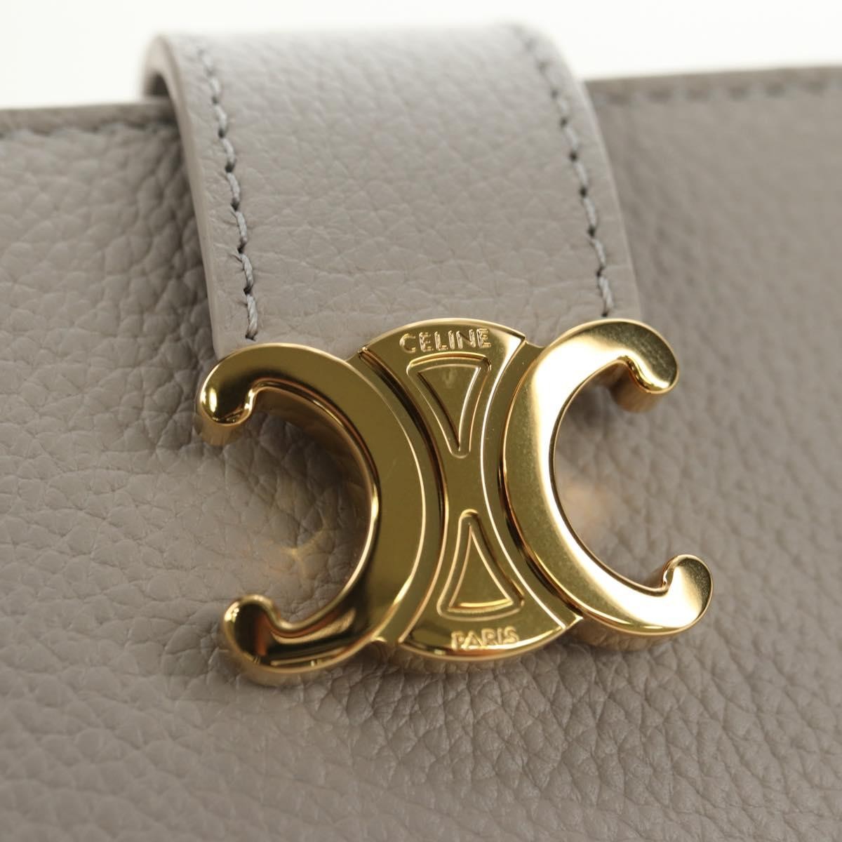 Celine Triomphe Trifold Leather Beige Leather Wallets Accessory (Pre-Owned)