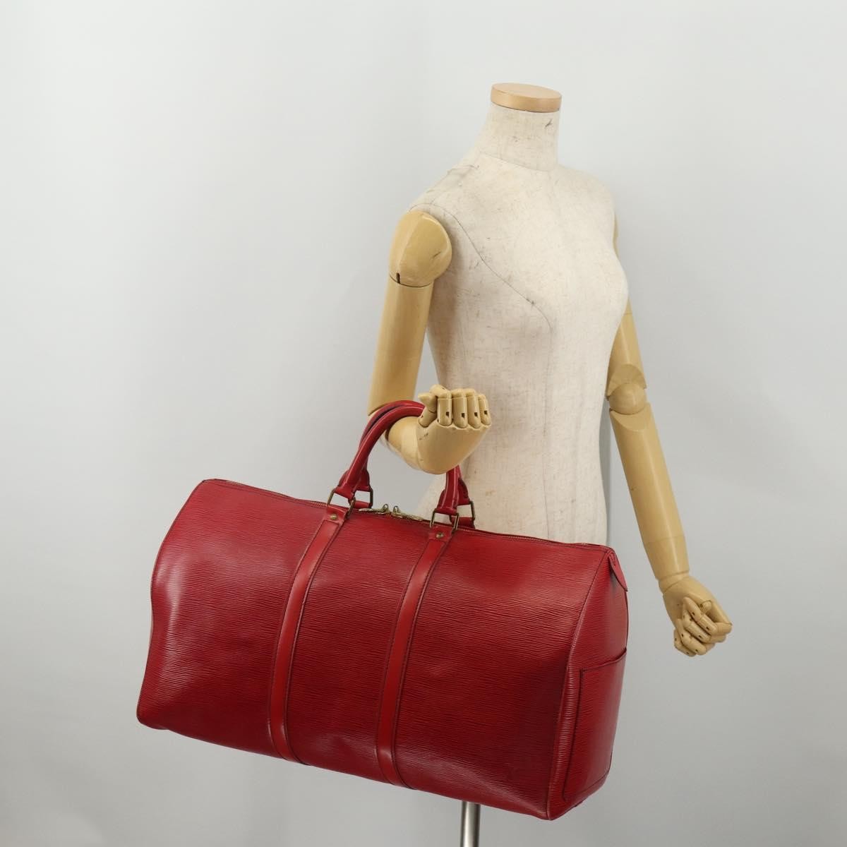 Louis Vuitton Keepall Epi Red Leather Travel Bag Bag (Pre-Owned)