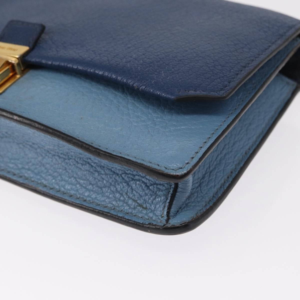 Miu Miu Shoulder Leather Blue Leather Shoulder Bag Bag (Pre-Owned)