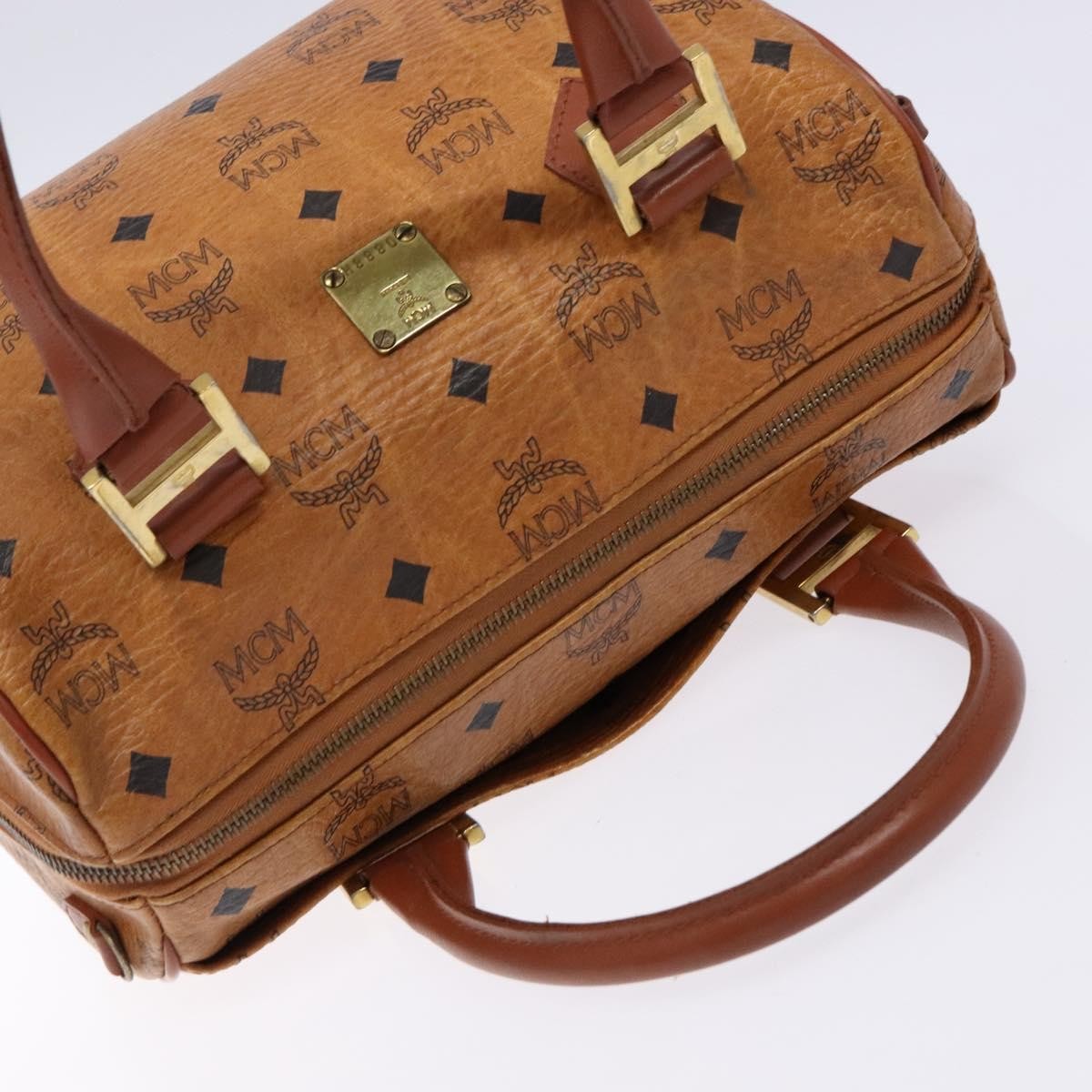 MCM Visetos Logogramme Canvas And Leather Brown Pvc Handbag (Pre-Owned)