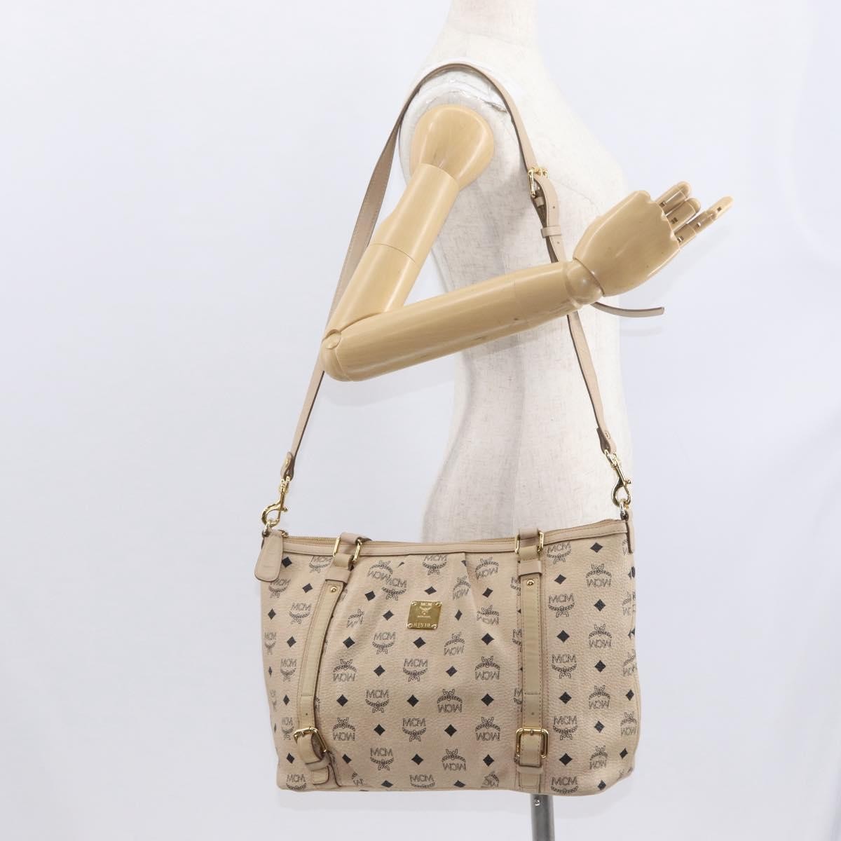 MCM Vintage Visetos Canvas Beige Pvc Tote Bag Bag (Pre-Owned)