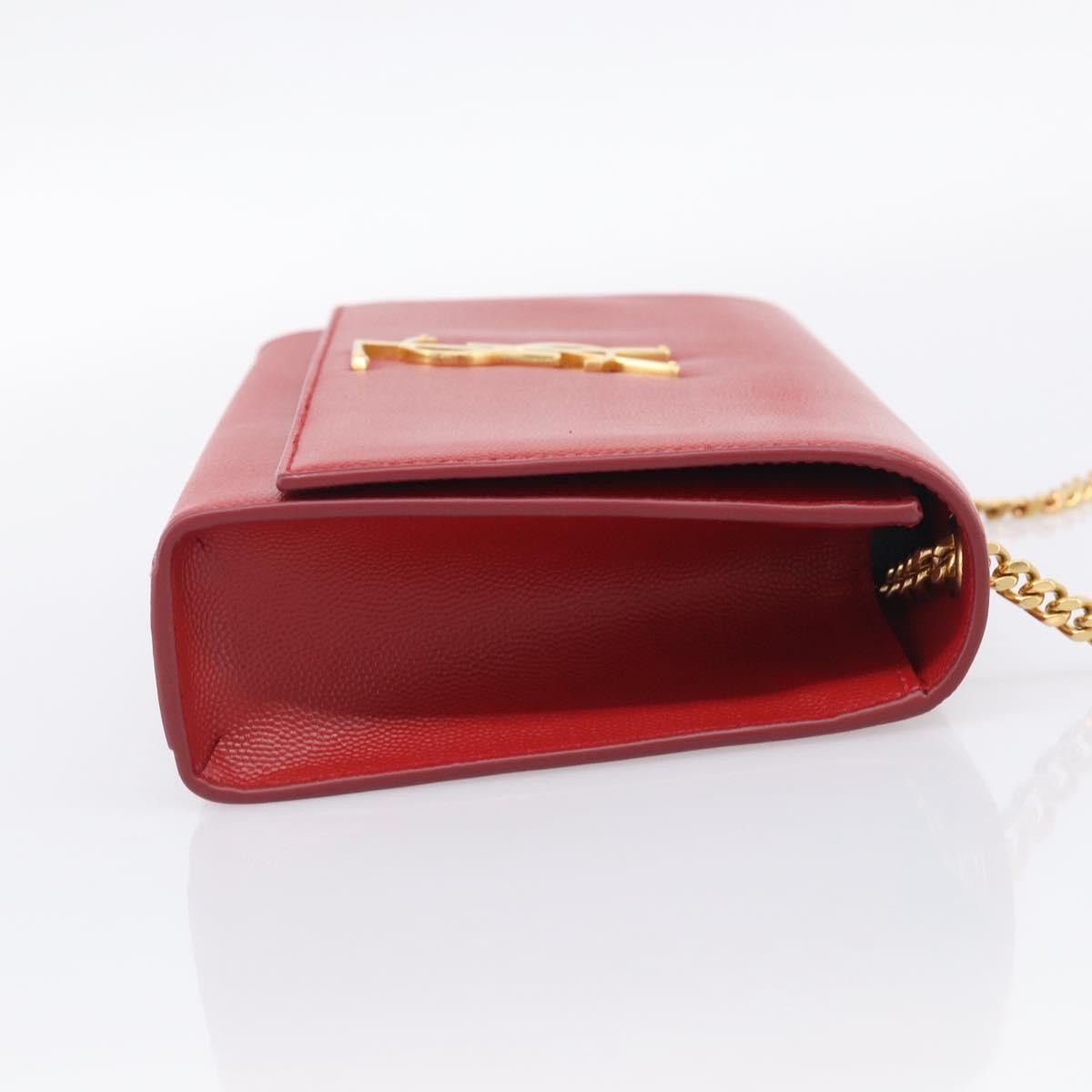 Saint Laurent Classic Monogram Flap Chain Leather Red Leather Crossbody Bag Bag (Pre-Owned)