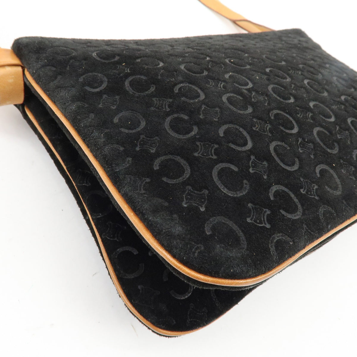 Celine C Macadam Shoulder Suede Black Suede Handbag (Pre-Owned)