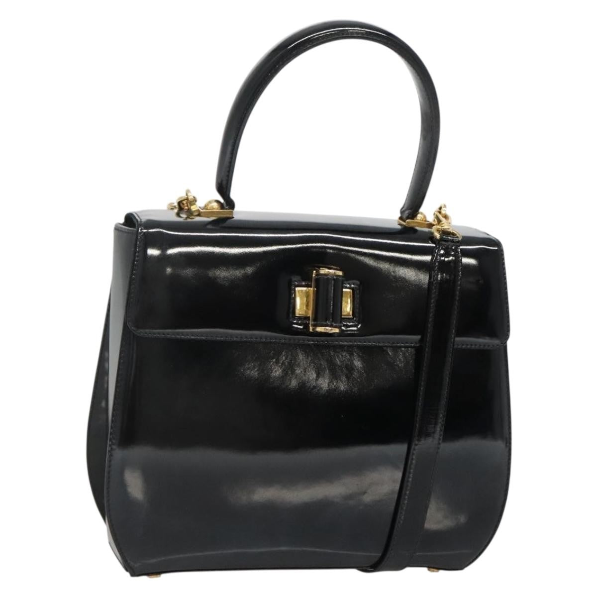 Salvatore Ferragamo Gancini Patent Leather Black Patent_Leather Shoulder Bag Bag (Pre-Owned)