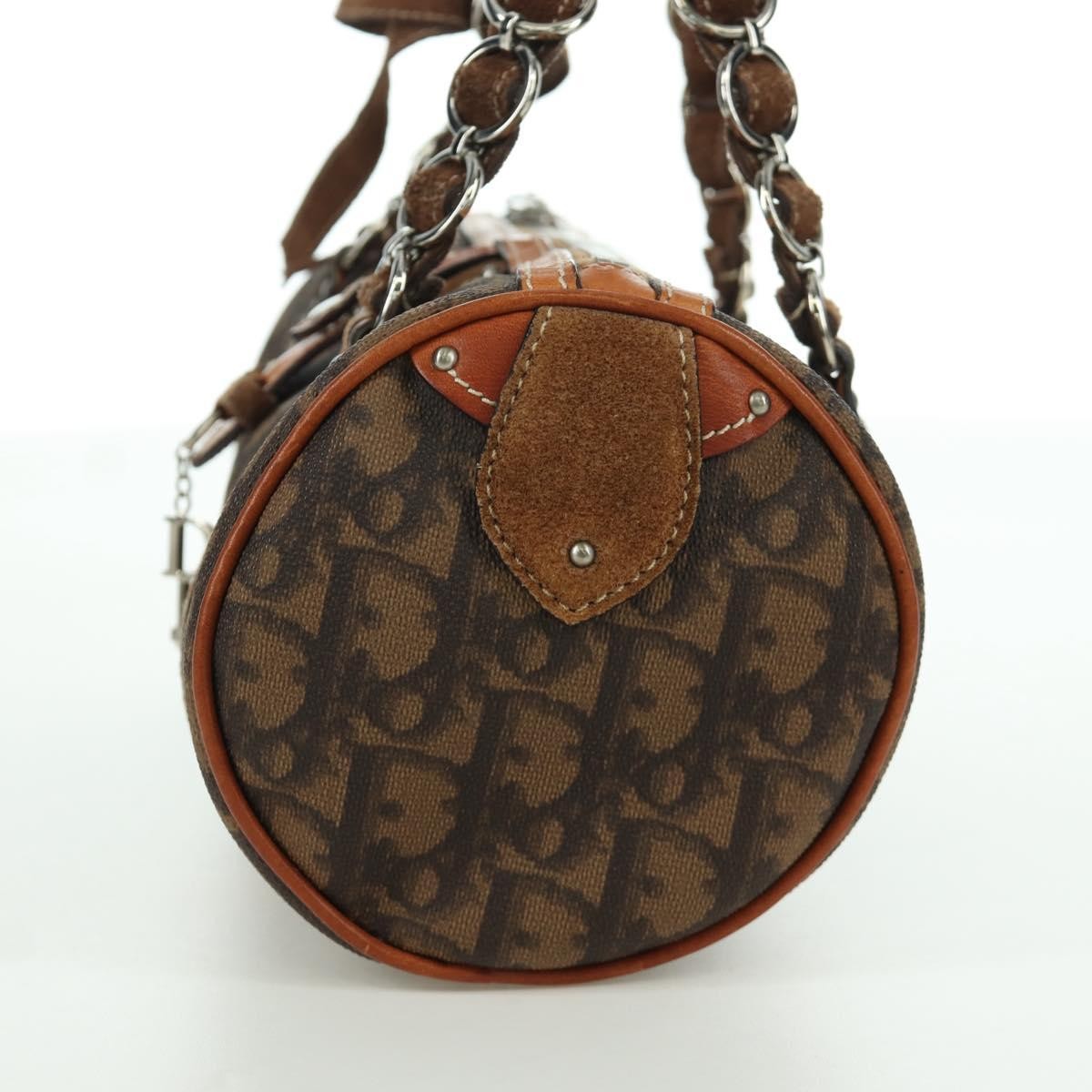 Christian Dior Vintage Trotter Romantique Boston Diorissimo Coated Canvas Brown Canvas Handbag (Pre-Owned)