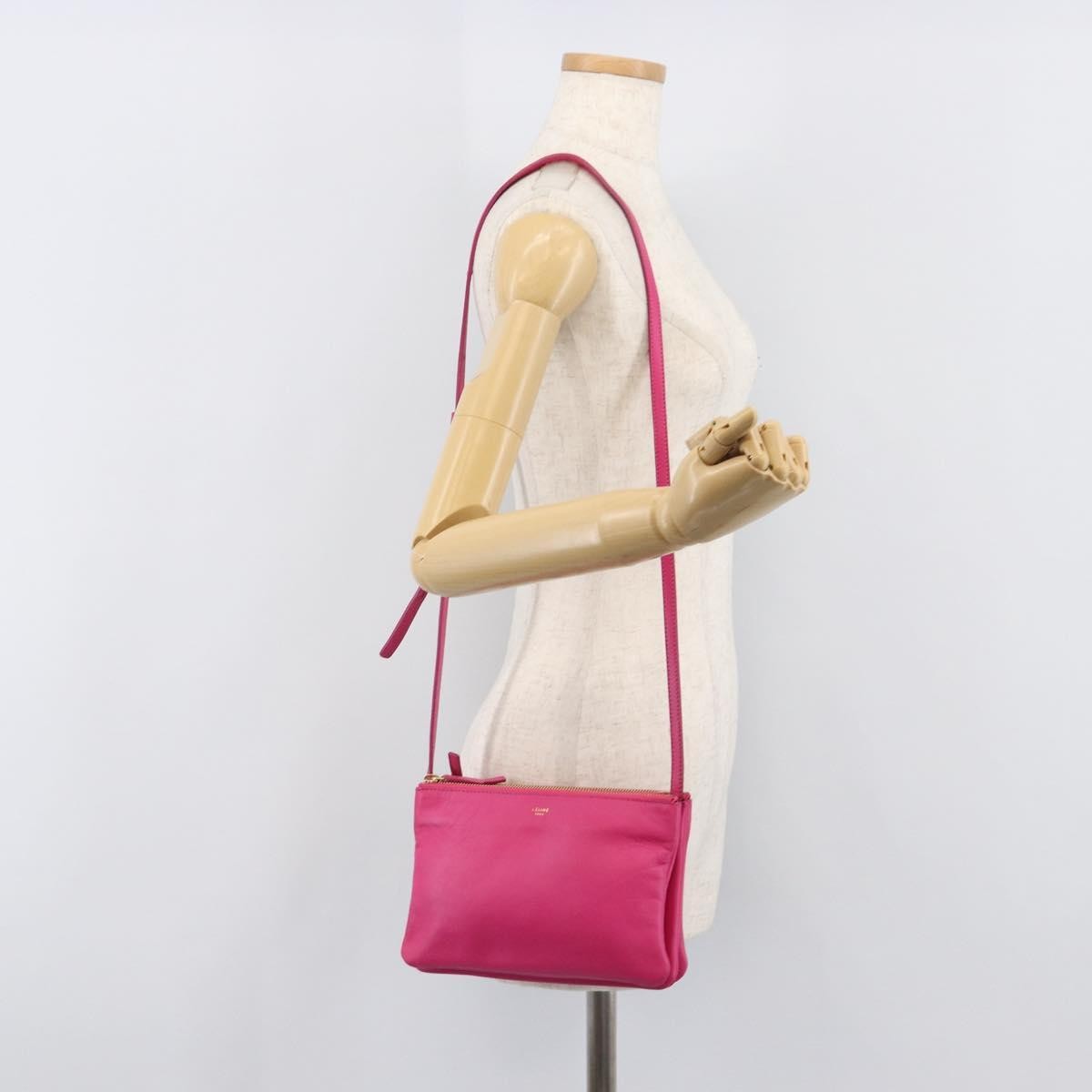 Celine Trio Leather Pink Leather Crossbody Bag Bag (Pre-Owned)