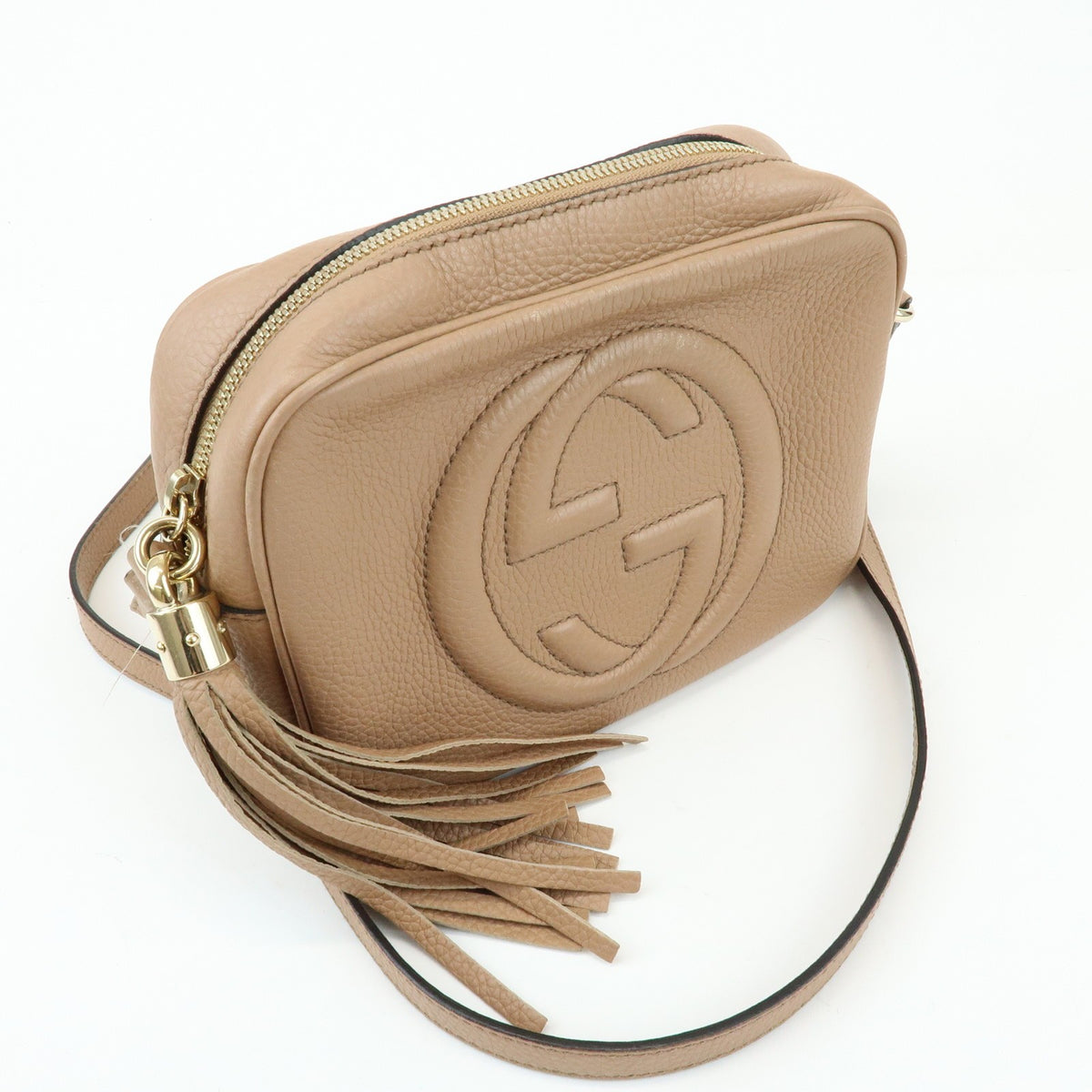 Gucci Soho Disco Leather Beige Leather Crossbody Bag Bag (Pre-Owned)