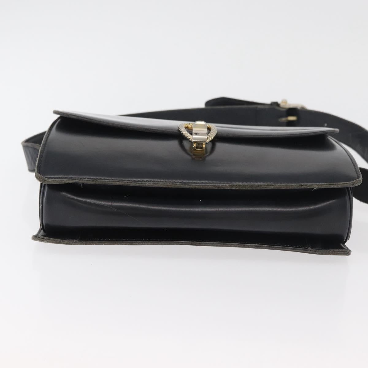 Celine Shoulder Leather Black Leather Shoulder Bag Bag (Pre-Owned)