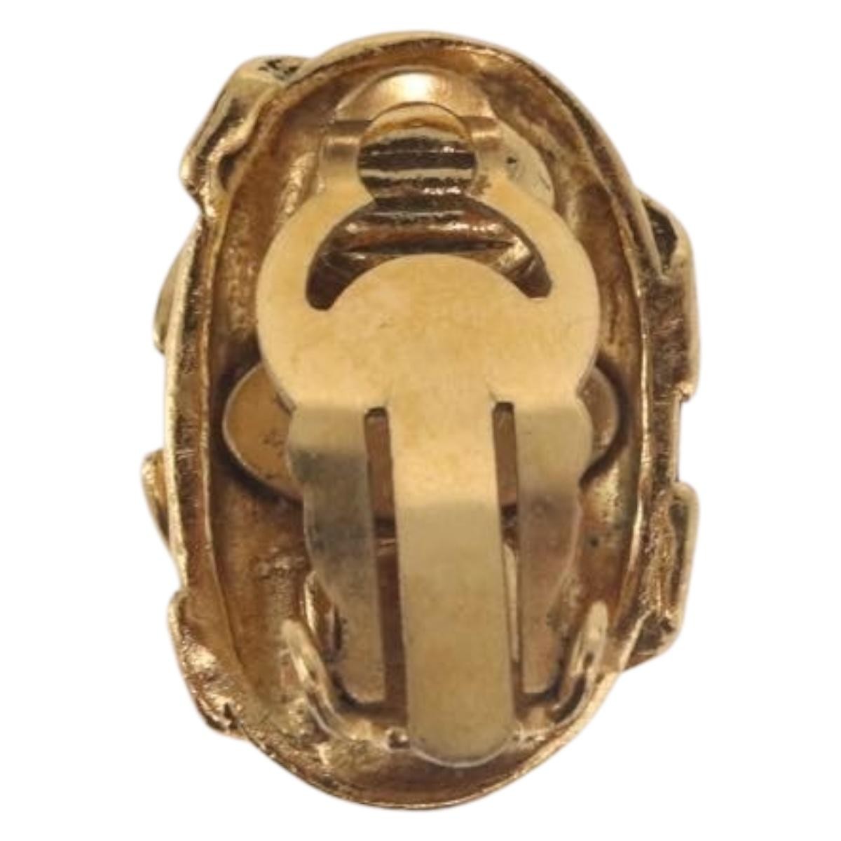 Chanel Cc Clip On Metal Gold Metal Earrings Jewelry (Pre-Owned)