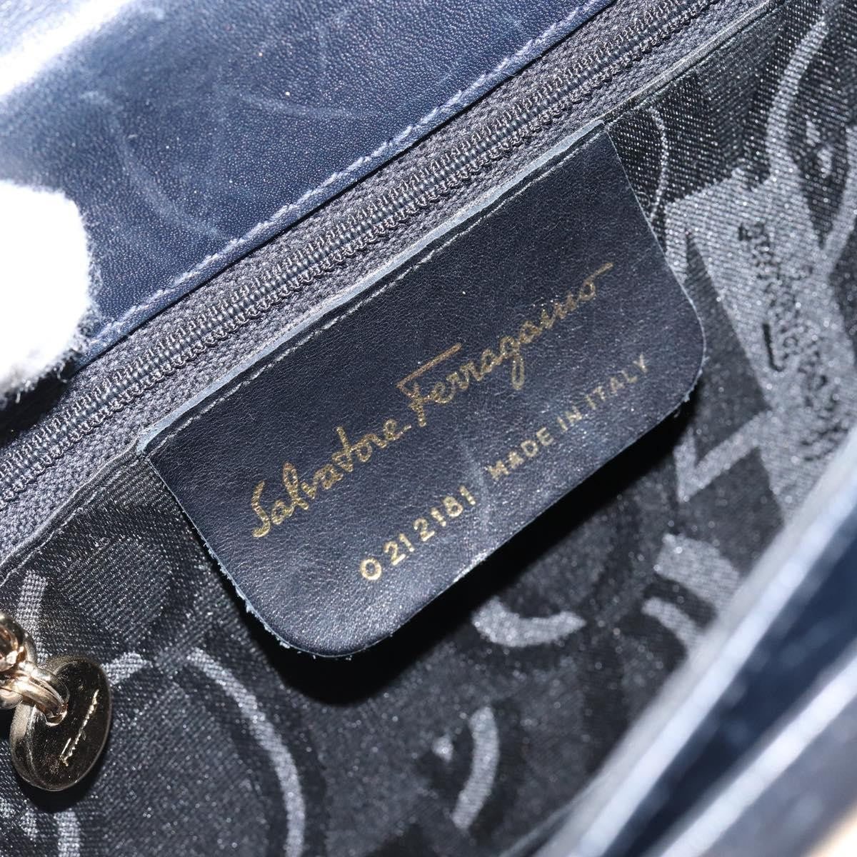 Salvatore Ferragamo Gancini Convertible Top Handle Leather Navy Leather Handbag (Pre-Owned)