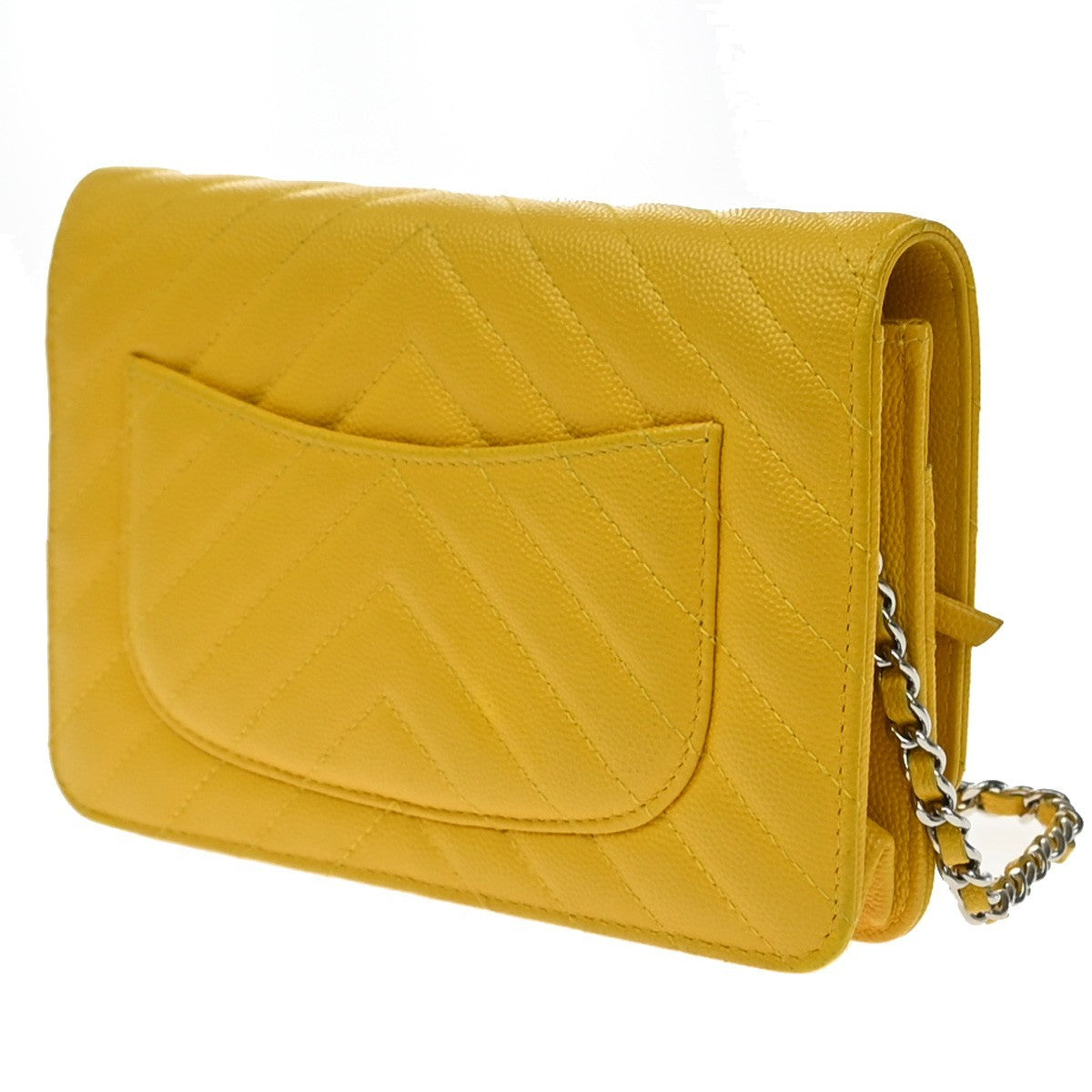 Chanel Wallet On Chain Quilted Caviar Yellow Calfskin Crossbody Bag Bag (Pre-Owned)
