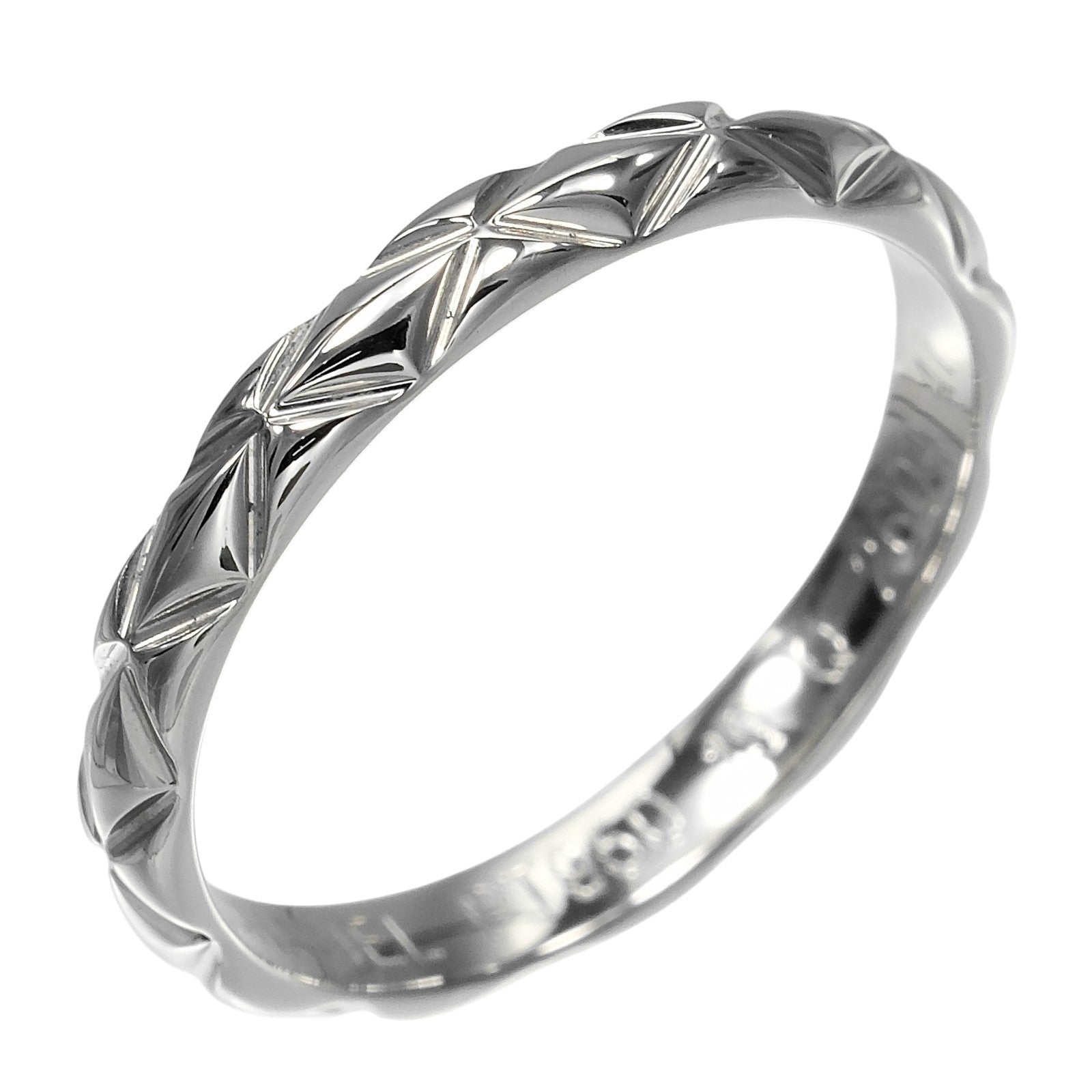 Chanel Matelasse Platinum Silver Platinum Ring Jewelry (Pre-Owned)
