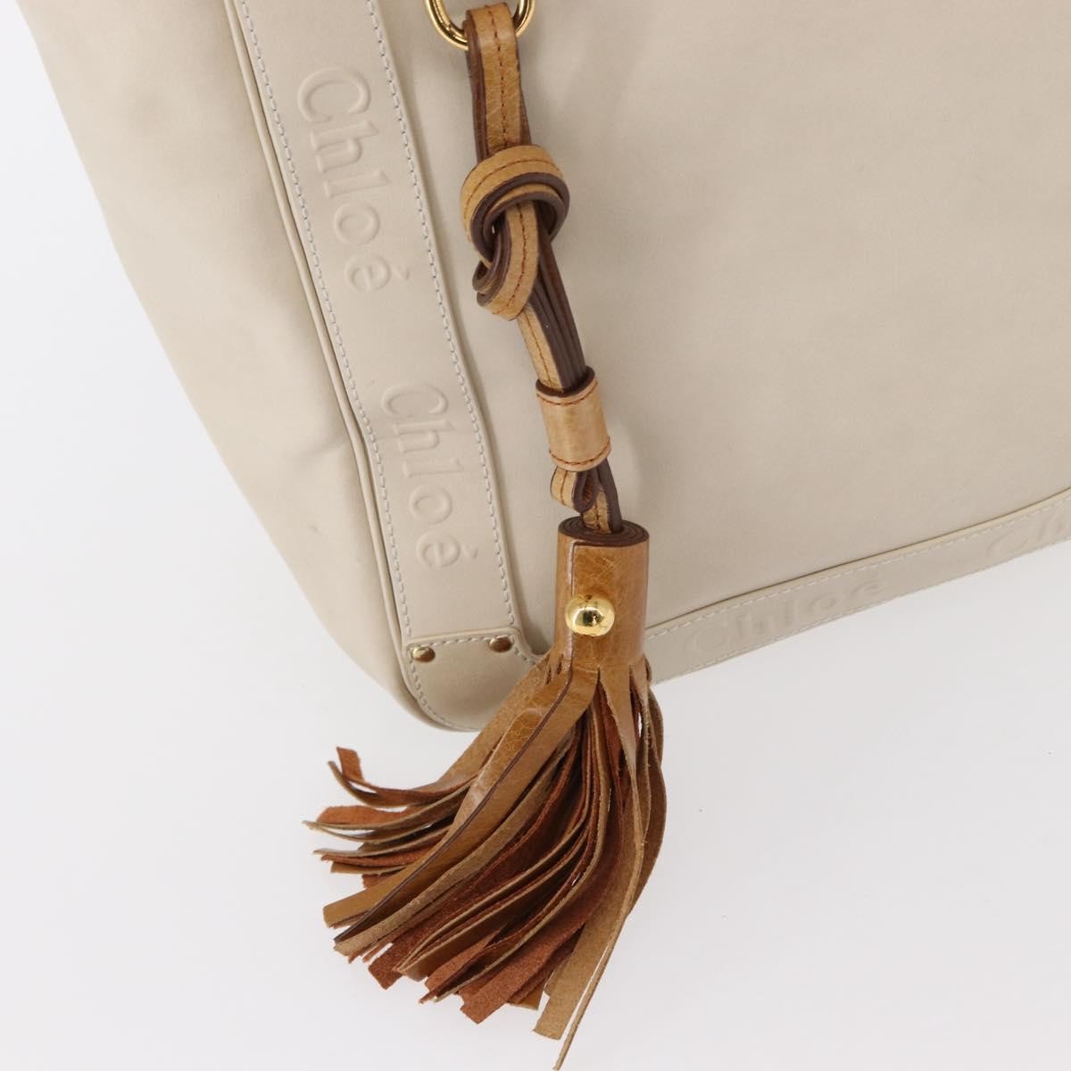 Chloe Eden Leather White Leather Tote Bag Bag (Pre-Owned)