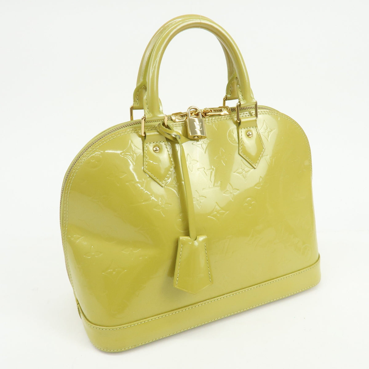 Louis Vuitton Alma Monogram Vernis Green Patent_Leather Handbag (Pre-Owned)