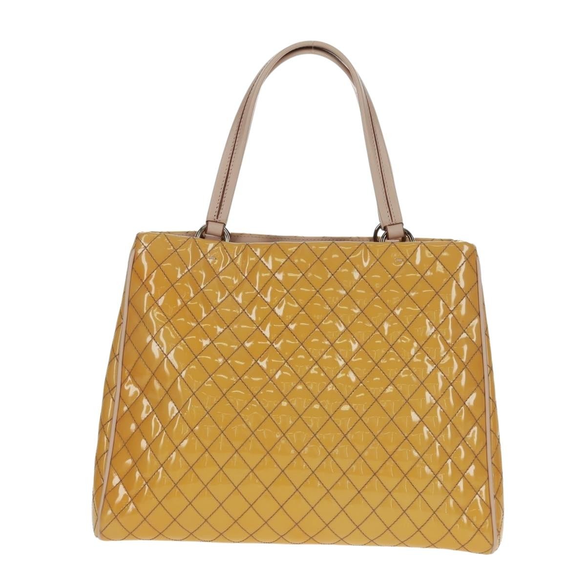 Salvatore Ferragamo Vala Patent Leather Yellow Patent_Leather Handbag (Pre-Owned)