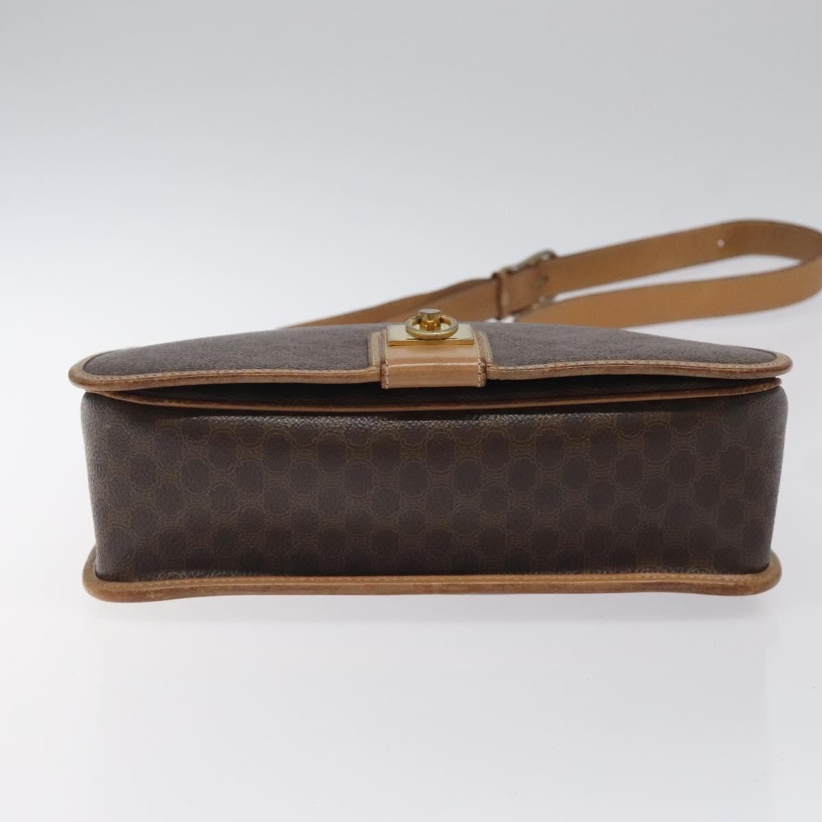 Celine Vintage Macadam Canvas And Leather Brown Canvas Shoulder Bag Bag (Pre-Owned)