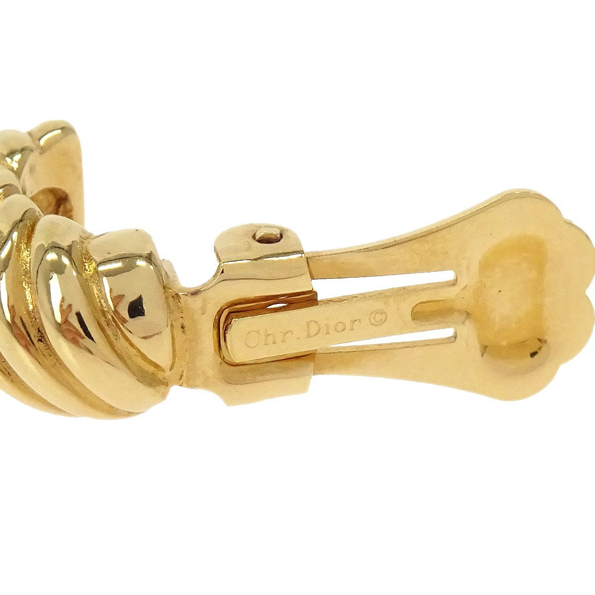 Christian Dior Vintage Clip-On Metal Gold Gold_Plated Earrings Jewelry (Pre-Owned)
