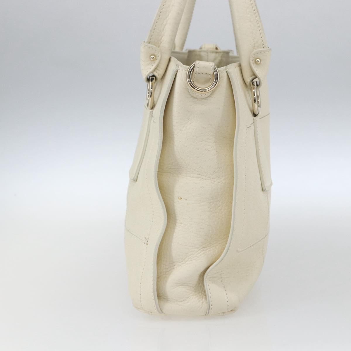Salvatore Ferragamo Gancini Leather White Leather Handbag (Pre-Owned)